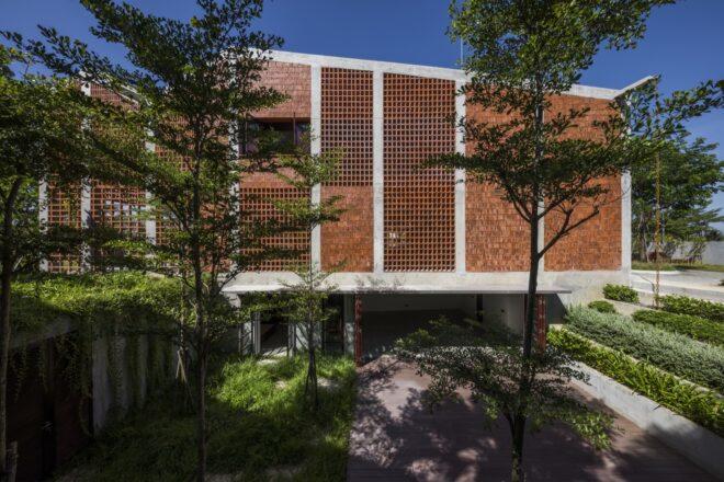 home with perforated brick facade