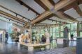 people looking a exhibits inside a nature center building