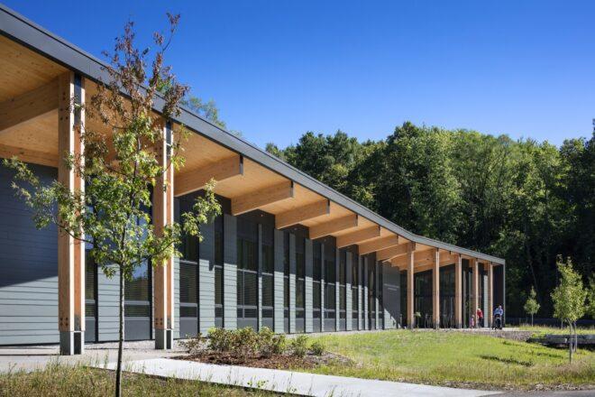 gray and light timber building