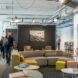 office with gray and yellow sofa
