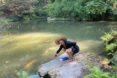 person looking at hot springs