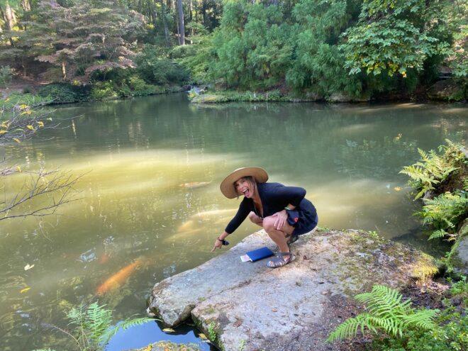 person looking at hot springs