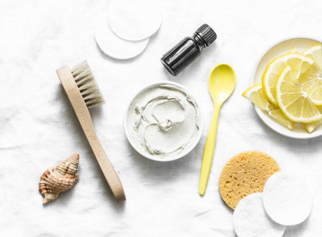 homemade armpit detox mask on marble background