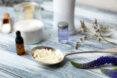 natural deodorant ingredients on wood table