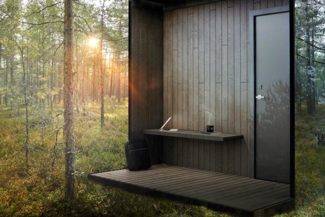small wood porch on a small cabin
