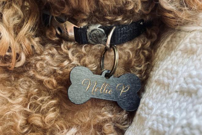 wood dog tag