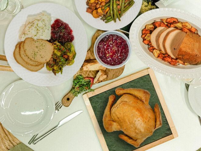 vegan turkey on table