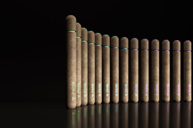 lineup of markers with wood cases