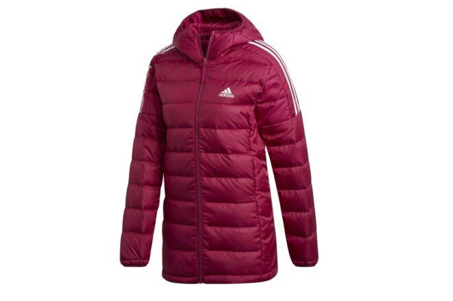 A puffy red Adidas jacket.