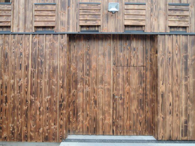 building with wood cladding