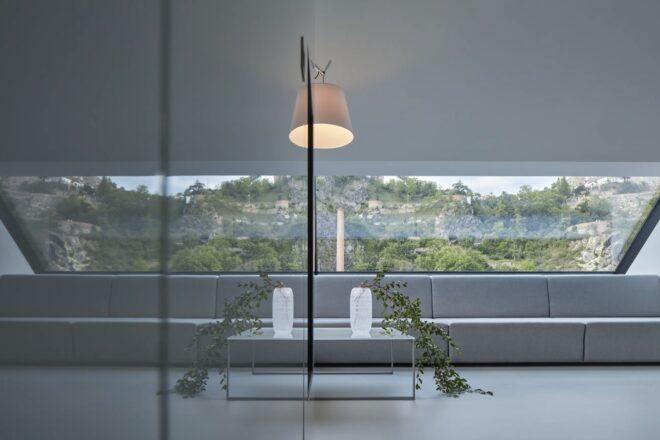 reflective white wall in a living room