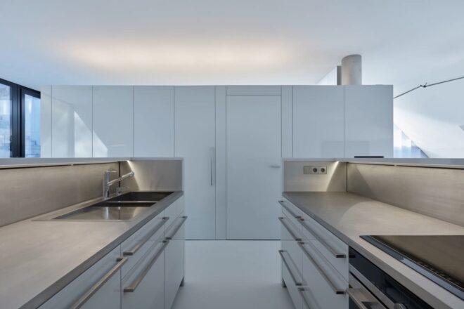 white and stainless steel kitchen