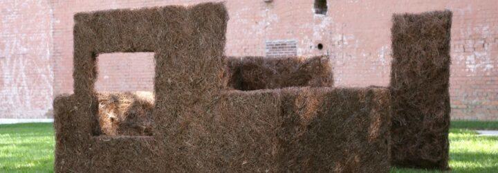 large structure made from plant scraps