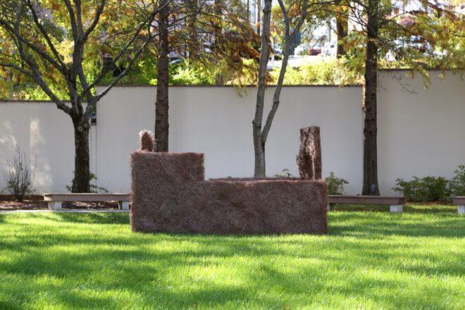 four plant-based walls in a park