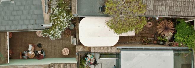 An aerial view of a modular garden pod room.