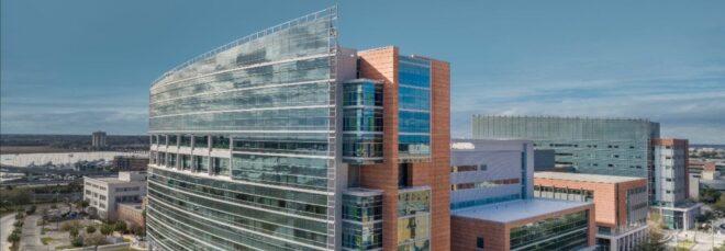 large glass hospital building