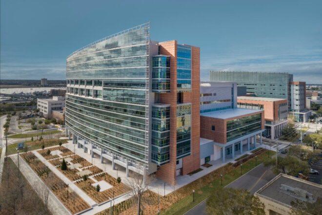 large glass hospital building