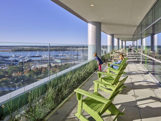 colorful chairs on patio