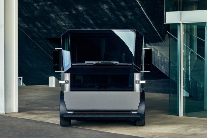 back of gray electric van