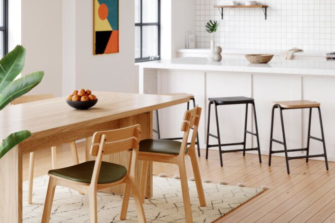 light wood dining chairs and table