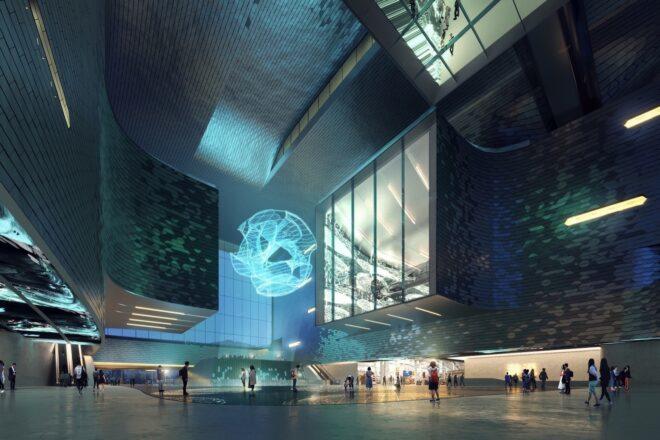 rendering of hologram in a science museum exhibition space