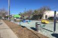 playground equipment in car-free alley