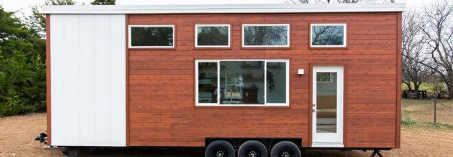 cedar siding on a tiny home