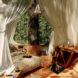 treehouse interior with large bed and wood table