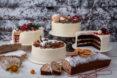 holiday cakes and breads on white table