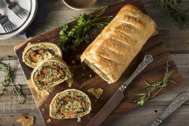 vegan wellington on cutting board