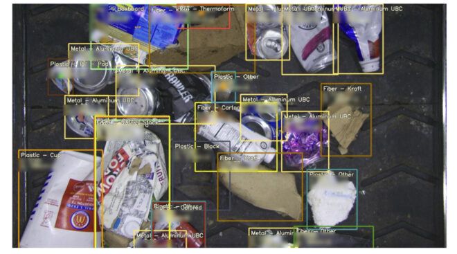 robot camera identifying different recycling materials