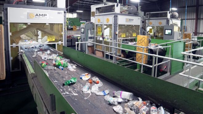trash on conveyer belt
