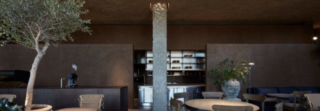 cafe with round wood dining tables