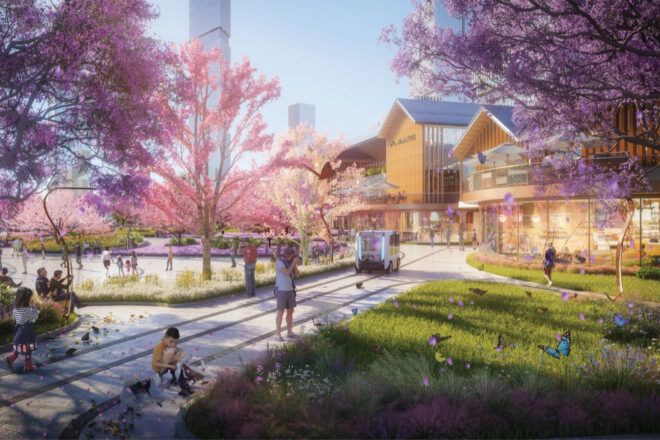 rendering of butterfly garden in a park