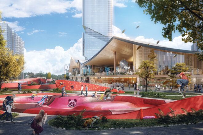 rendering of red skate park