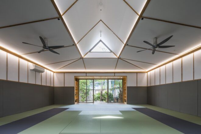 dojo interior with pitched roof