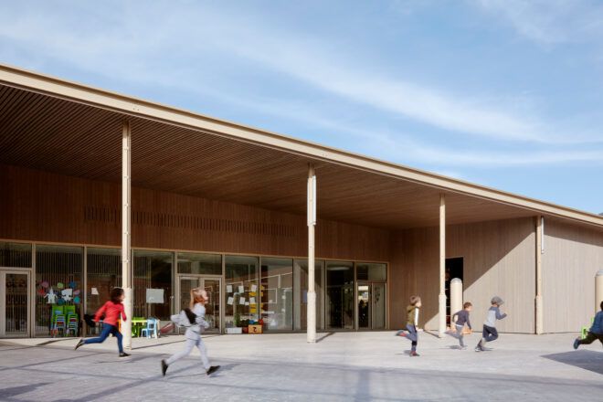 timber entrance with sloped roof