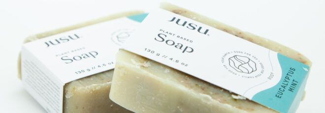 two bars of natural soap