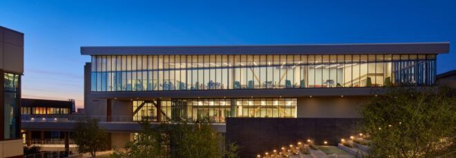 tall glass college building