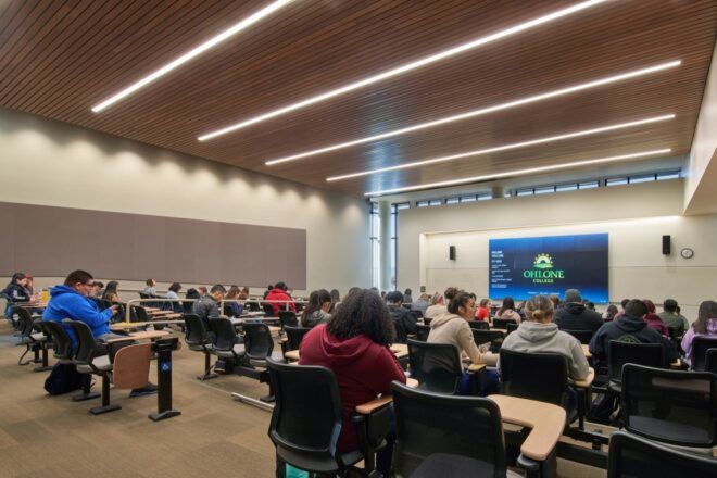 college classroom filled with students