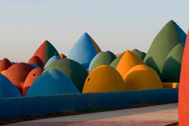 colorful domes with pointed and rounded tops