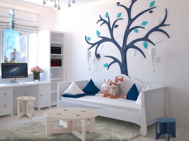 raw wood coffee table and side table near white sofa