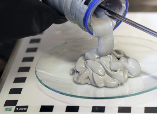 gray hydrogen-based paste on glass disc