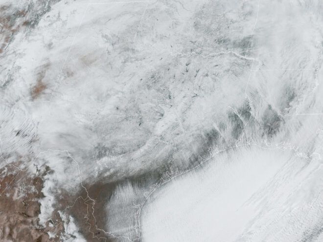 satellite image of Texas covered in snow