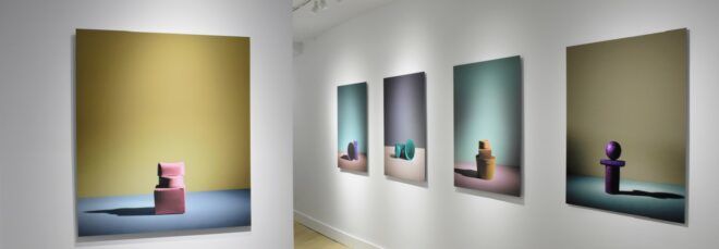gallery of artworks depicting single-use plastic objects