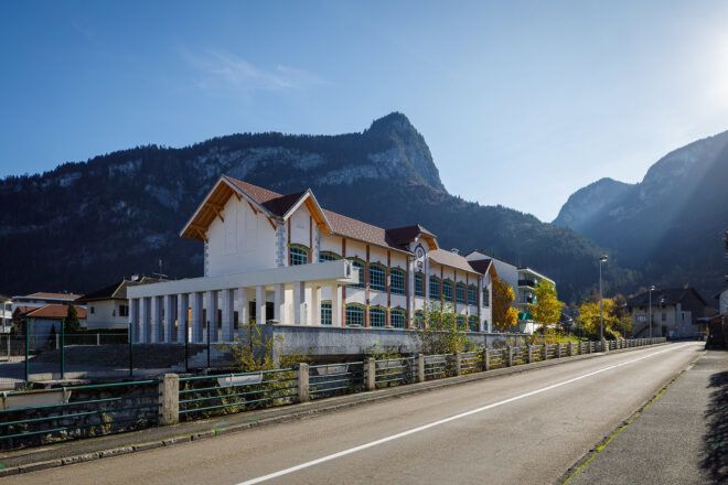 old white gabled building