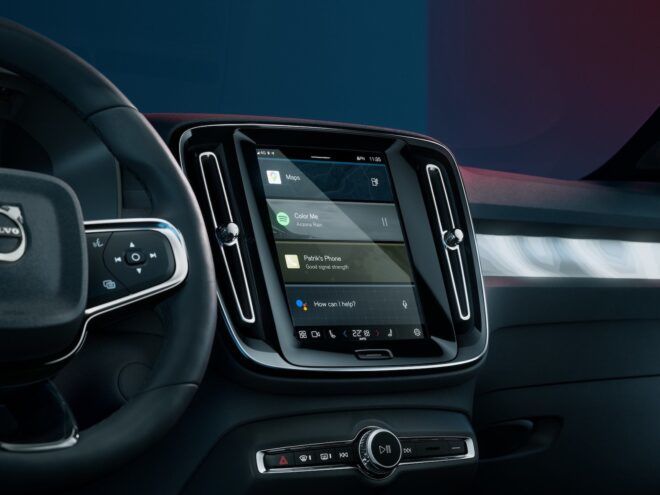 touchscreen dashboard inside electric car