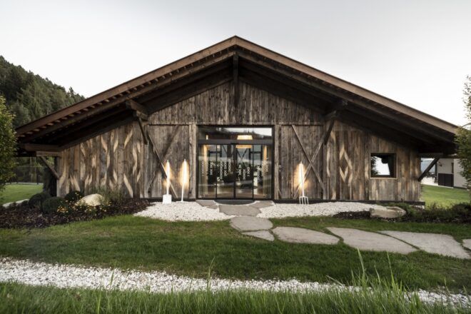 gabled wood building