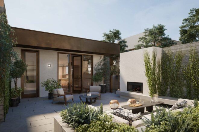 outdoor patio with lounge chairs