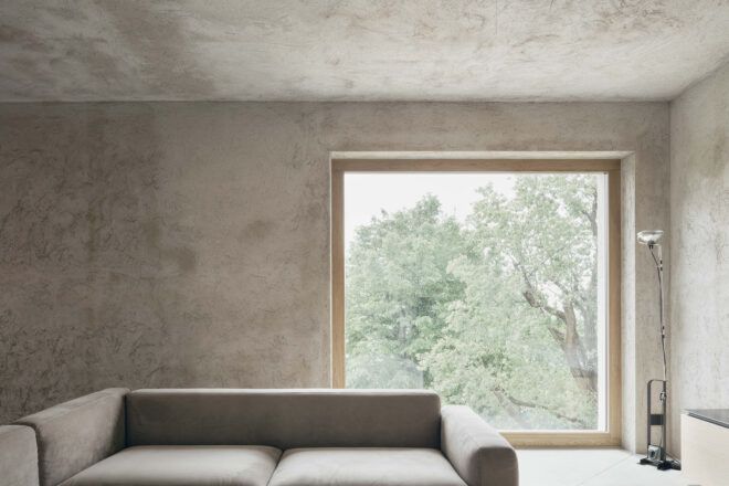 massive square window behind a sofa